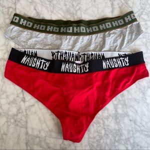 TWO Savage x Fenty Holiday inspired cotton thongs